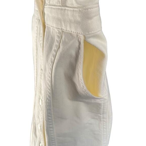 J Crew Womens White Denim Dress Sleeveless Snaps Cotton Size 8 Preppy 90s - Picture 6 of 9